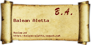 Balean Aletta névjegykártya